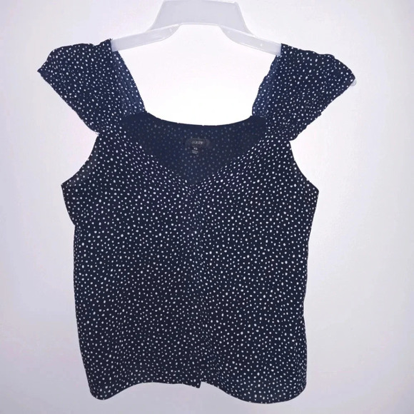 J.crew women's button-down top size XS blue and white polkadot - Picture 1 of 6